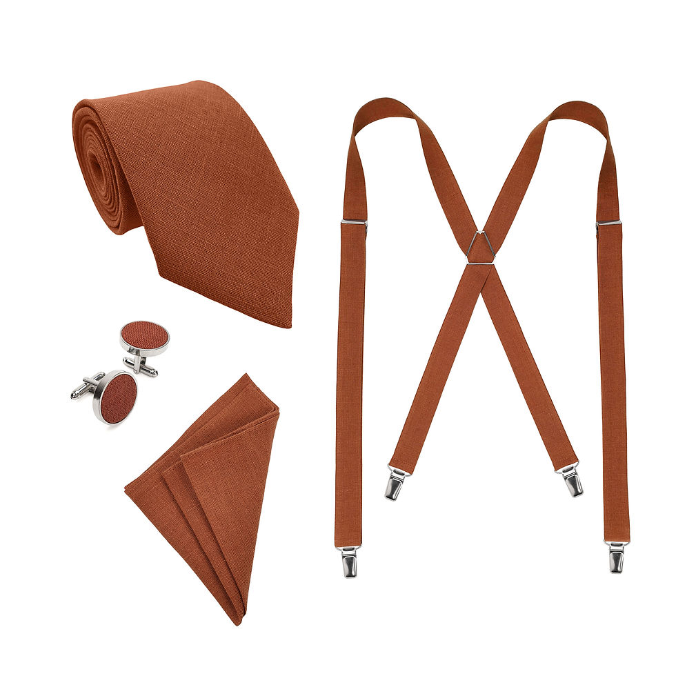 Miniaturbild: Burnt orange tie and matching accessories set