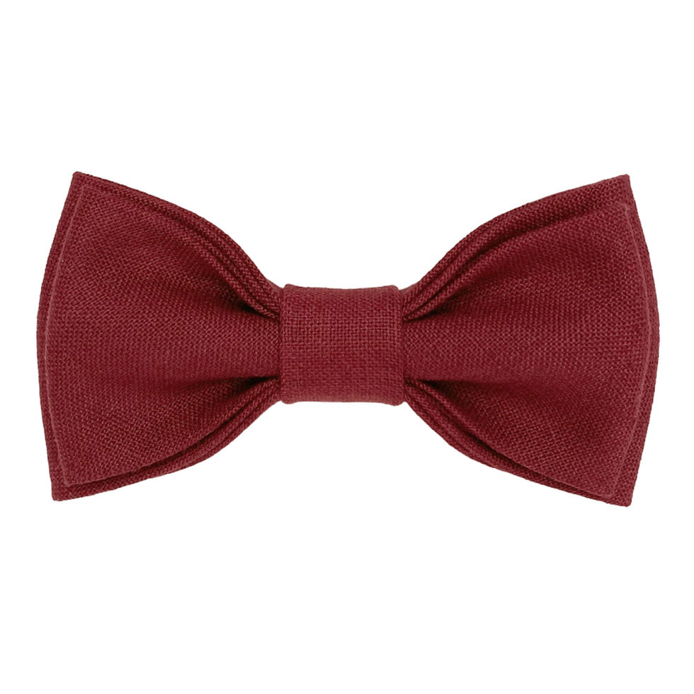 Burgundy handmade linen bow tie