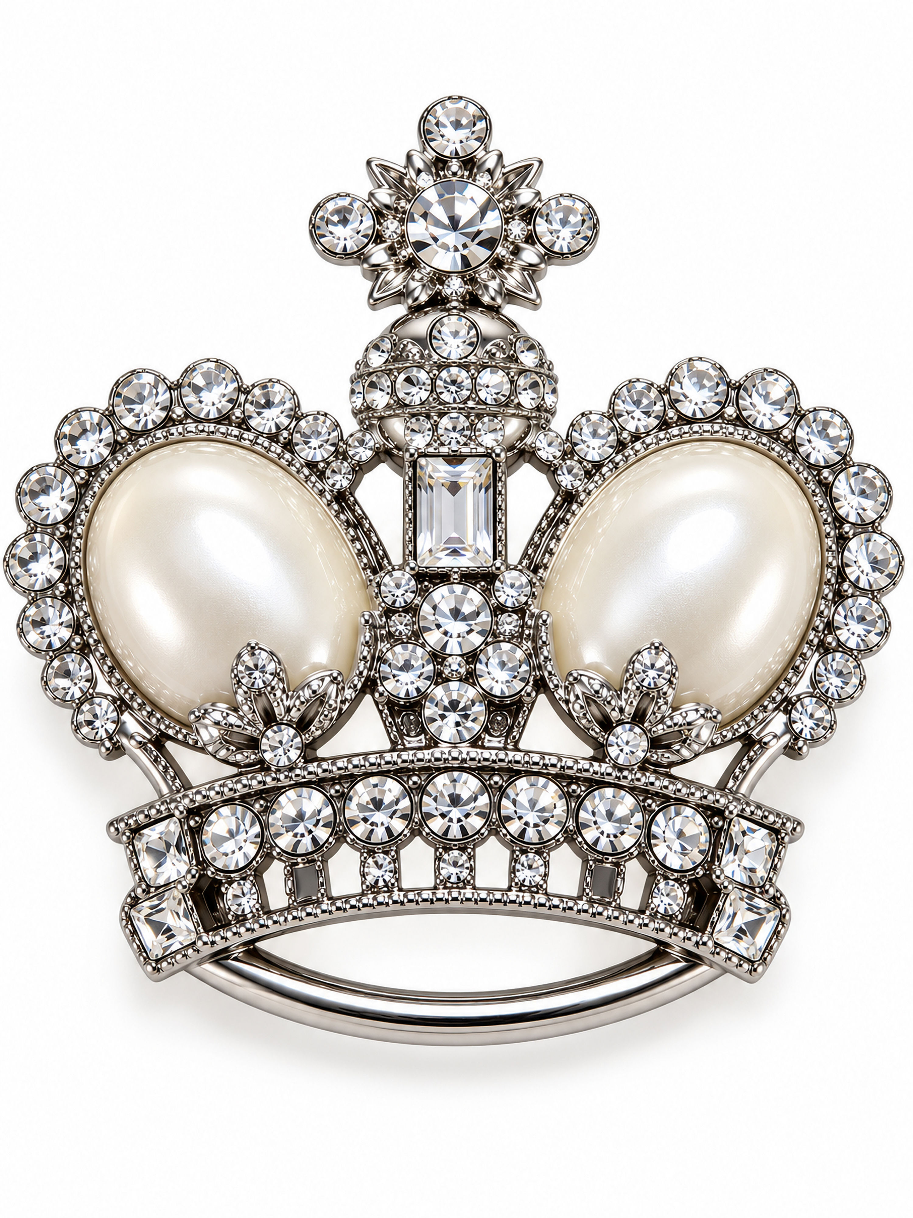 Brosche Royal – Silber/Creme