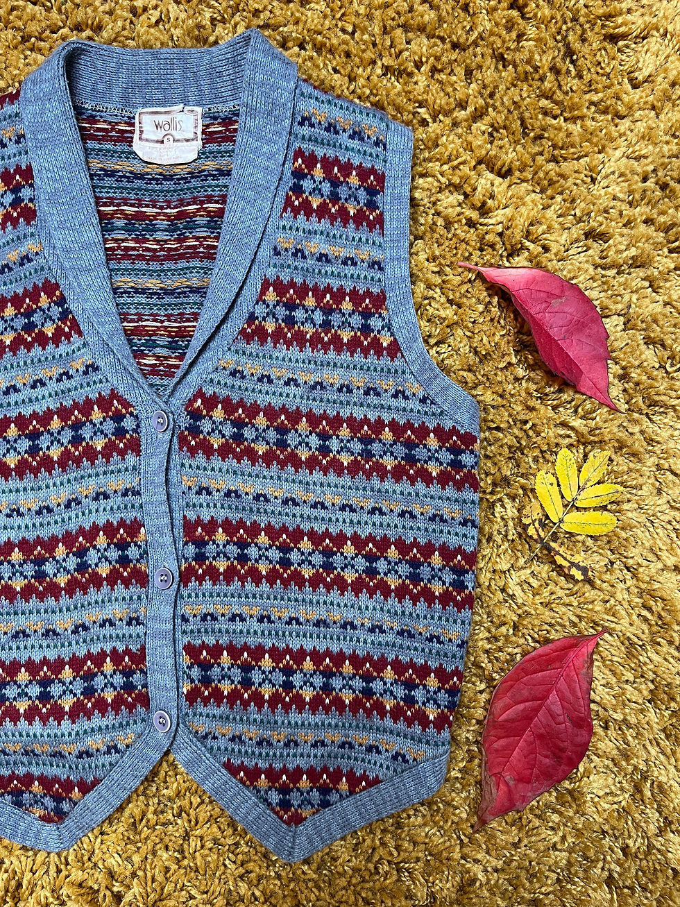 Thumbnail: Scarborough Fair 1970s Wallis Fair Isle Waistcoat