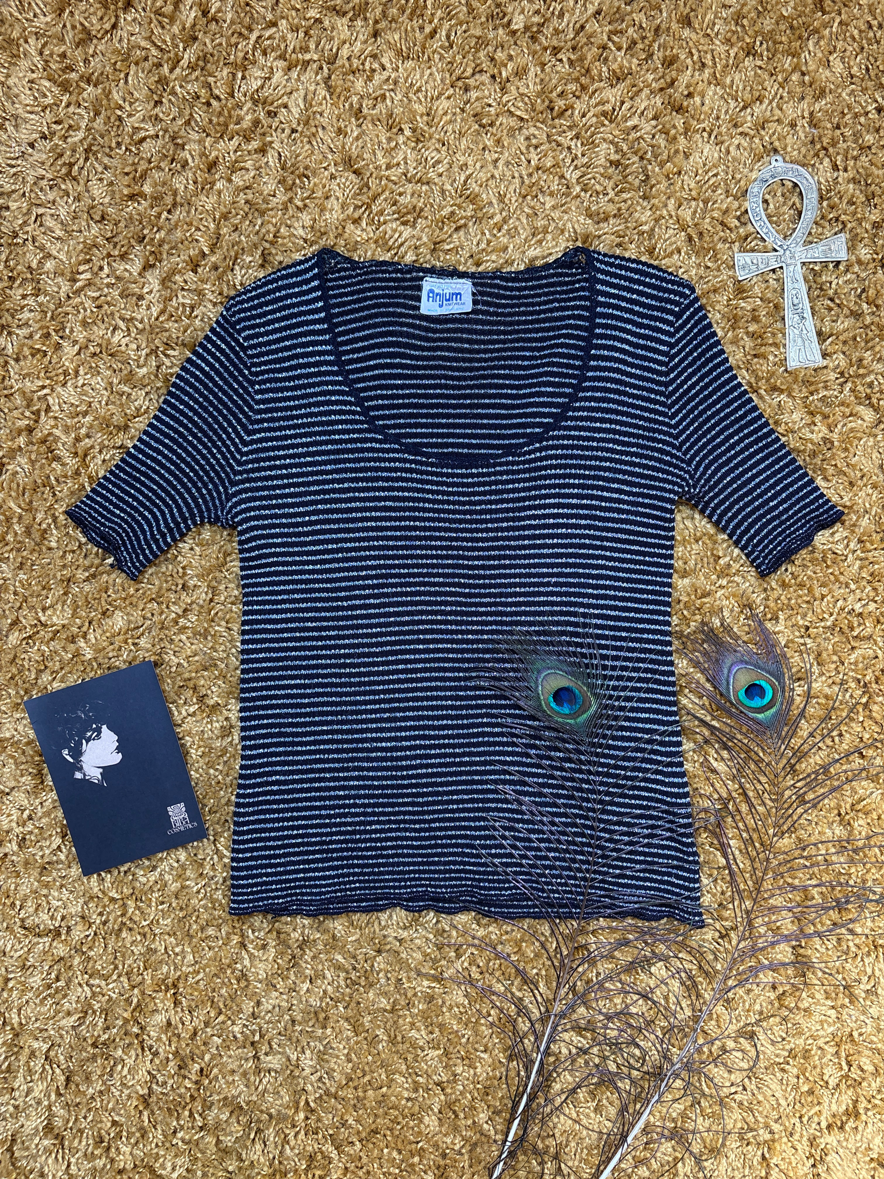 Voulez-Vous 1970s Sparkly Stripe Top by Anjum Knitwear