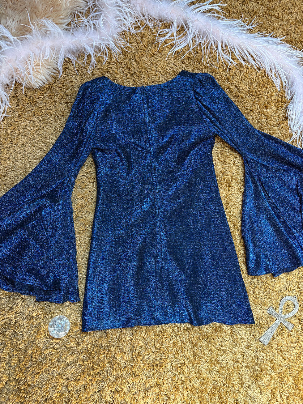 Thumbnail: Electric Ladyland 1960s Lurex Bell Sleeve Mini Dress