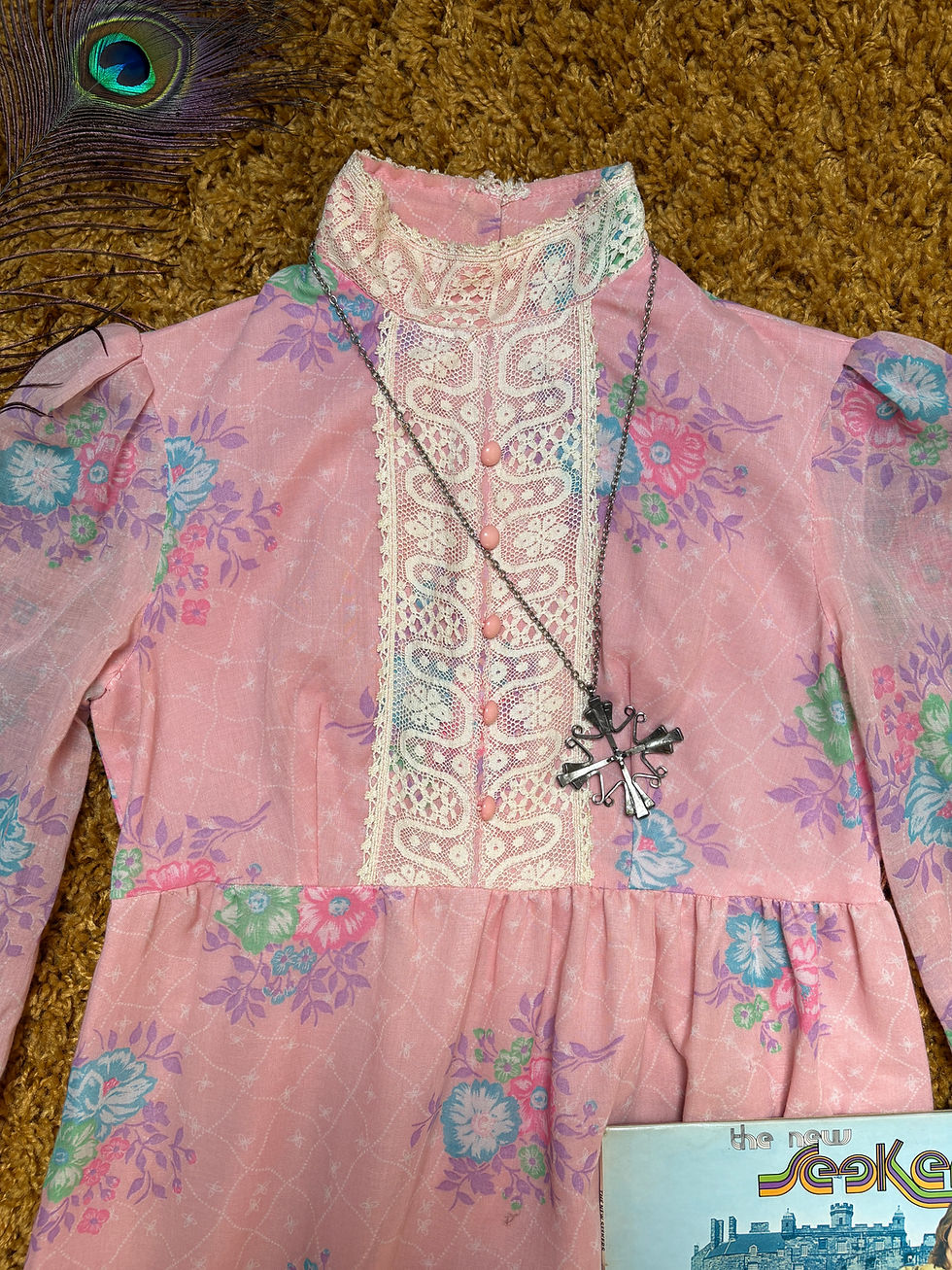 Thumbnail: Castles in the Air 1960s Medieval Revival Maxi Dress
