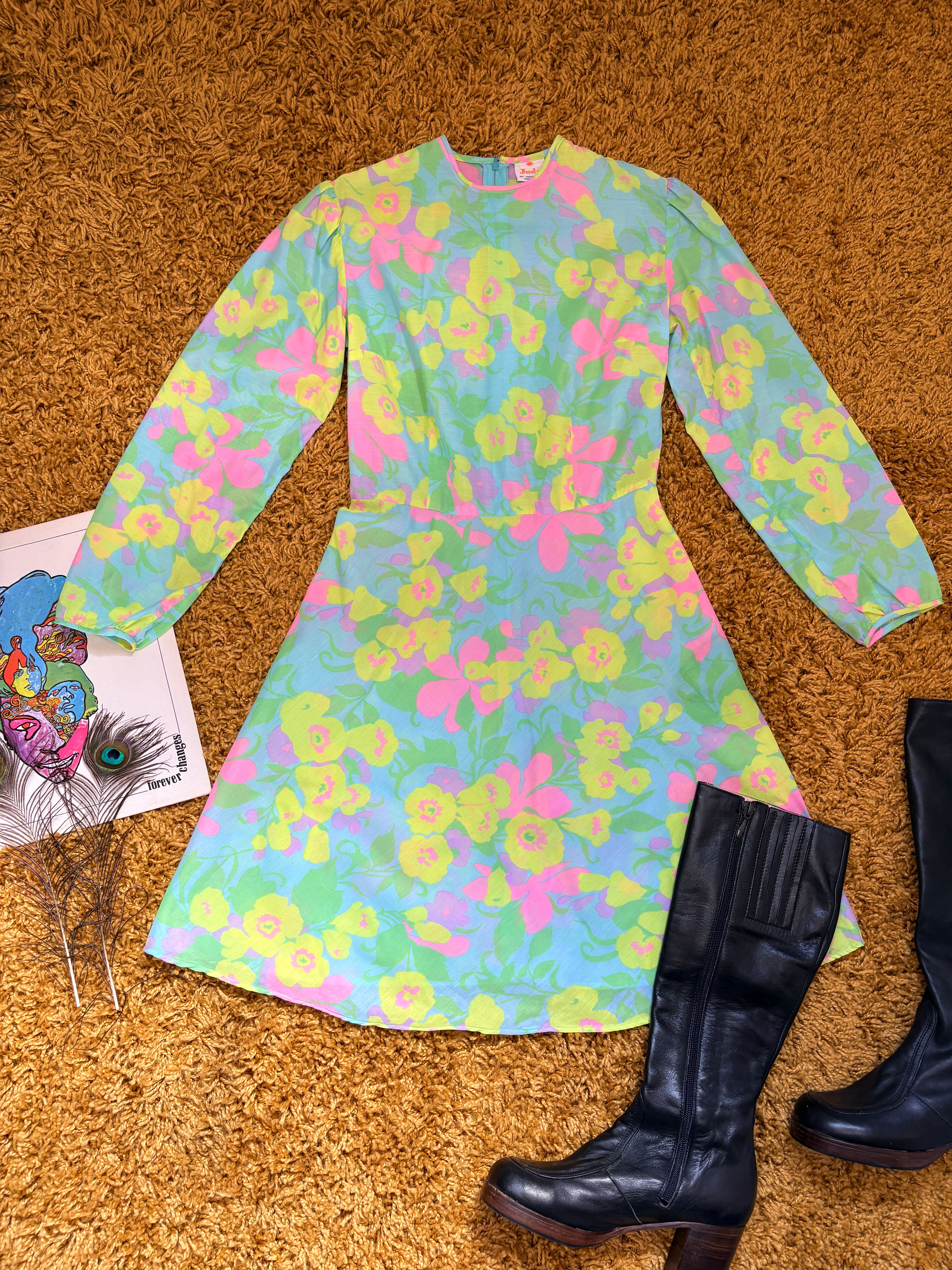 Wonderwall 1960s Acid Psych Flower Power Mini Dress