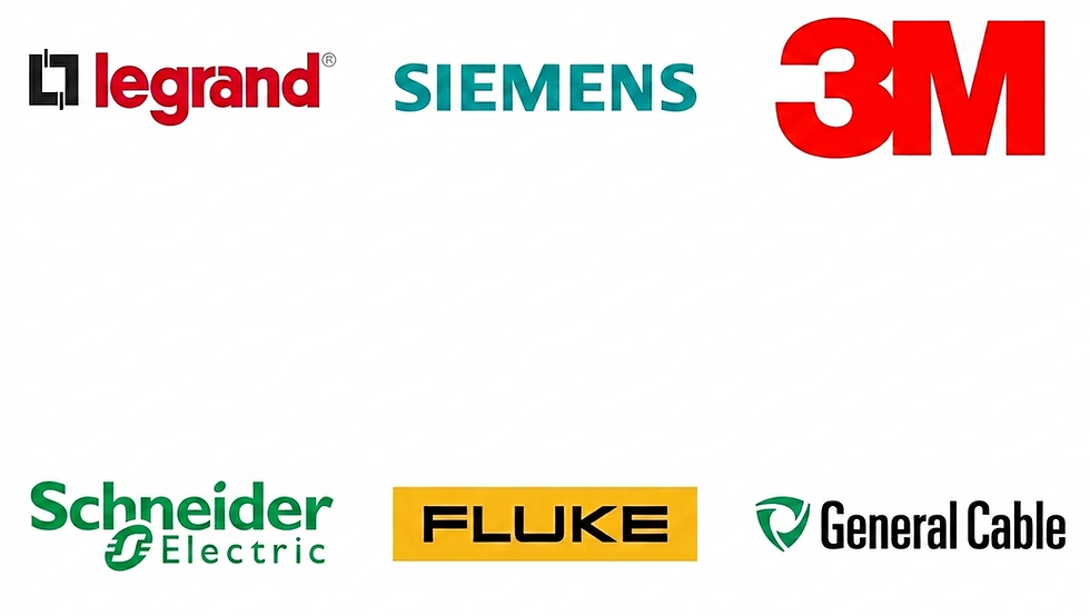 Logotipos de Legrand, Siemens, 3M, Schneider Electric, Fluke