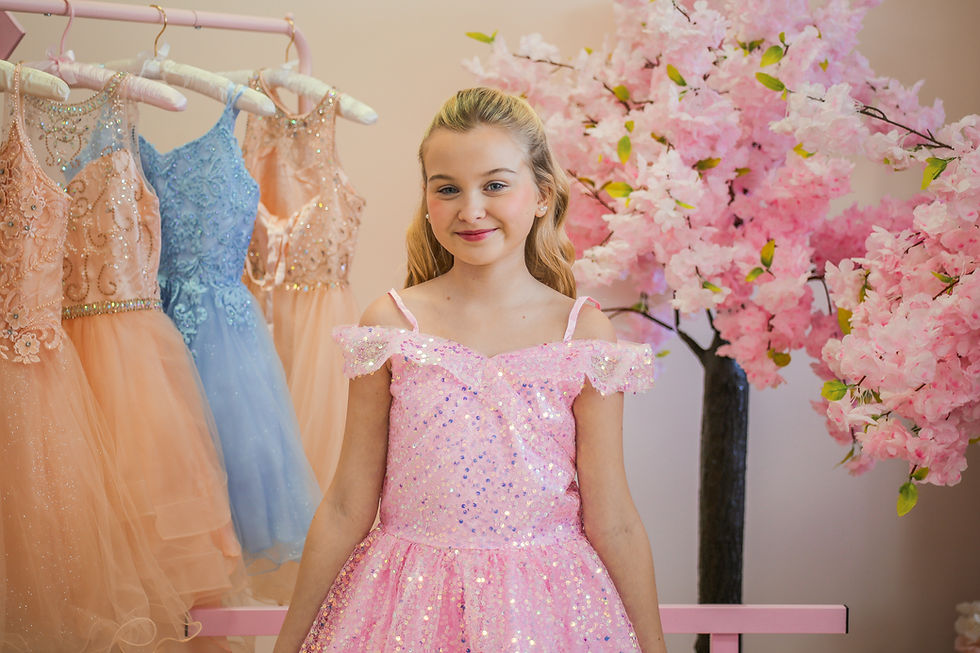 Pink sequin junior prom - P7 prom dress from crystal and pearl boutique. tulle skirt with sequin overlay. 