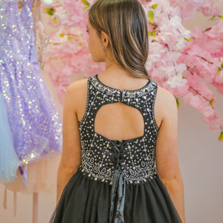 black junior prom/p7 prom dress from Crystal and Pearl Boutique. tulle skirt and embellished embroidered crystal bodice.