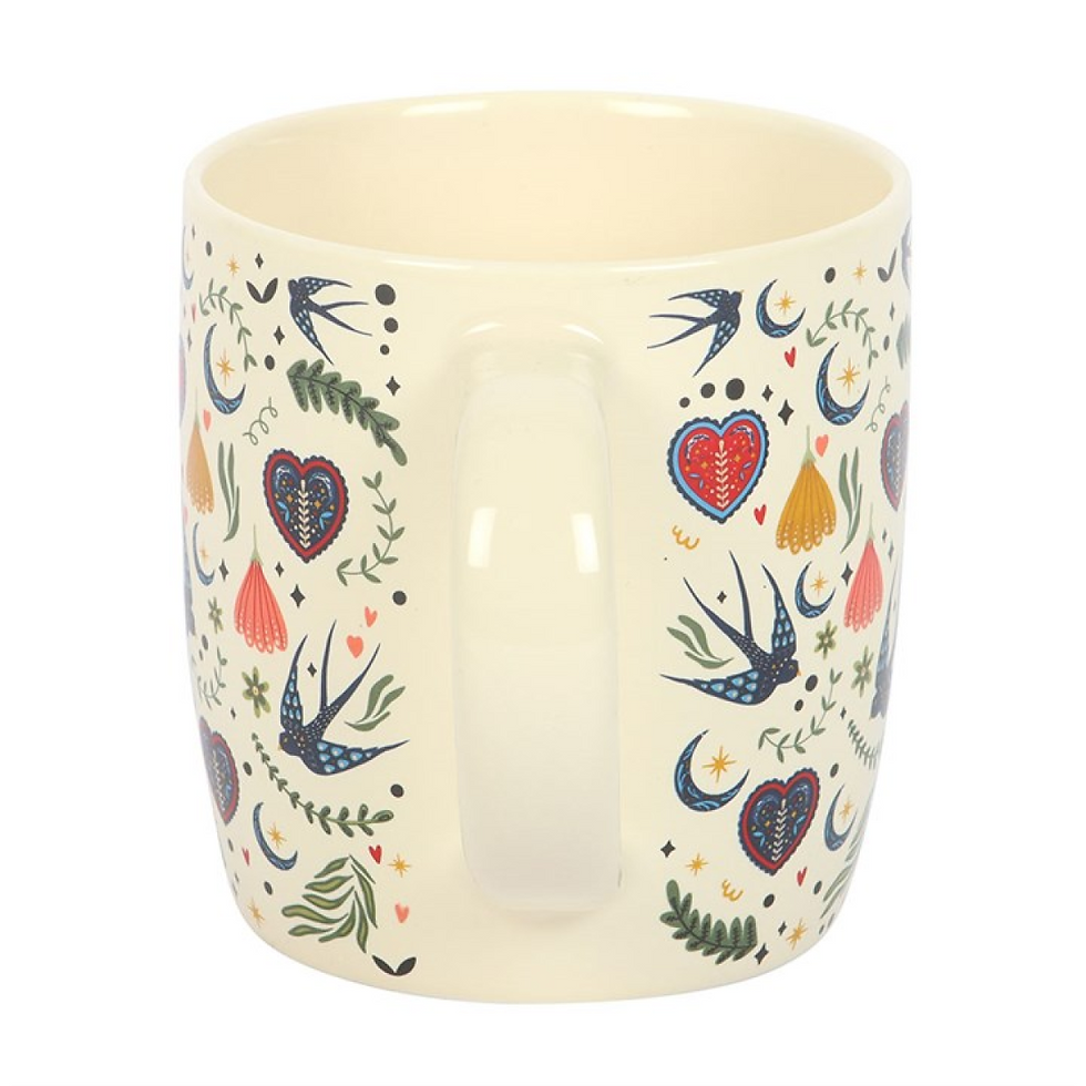 Thumbnail: Cream Midnight Bloom Print Mug