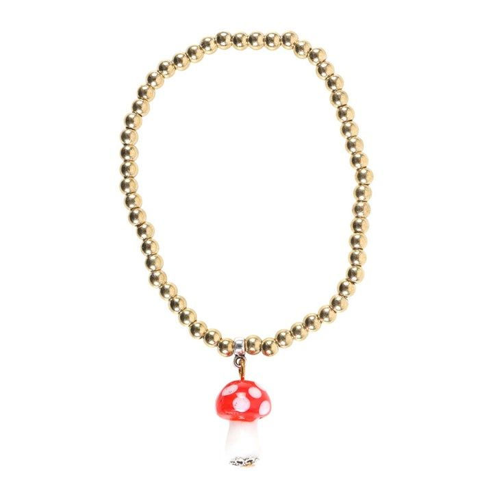 Thumbnail: Toadstool Beaded Charm Bracelet