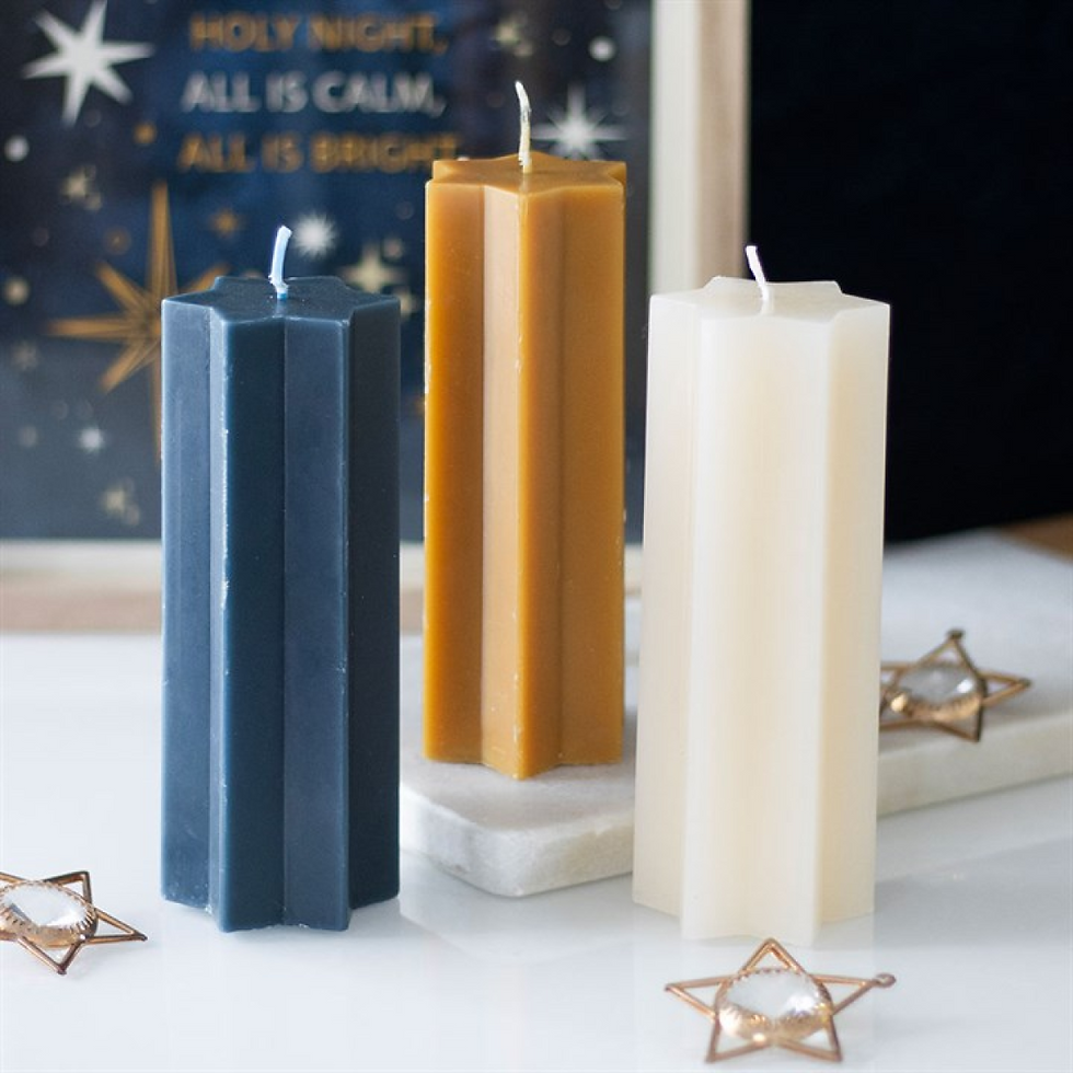 Thumbnail: Gold Starry Night Star Shaped Taper Candle