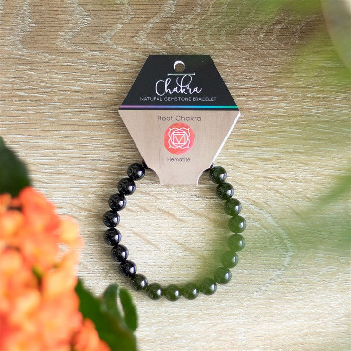 Thumbnail: Root Chakra Hematite Gemstone Bracelet