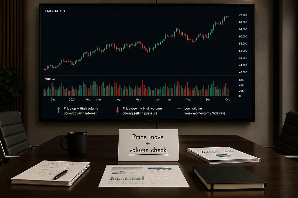 Crypto chart showing trading volume behind price movement for investor research