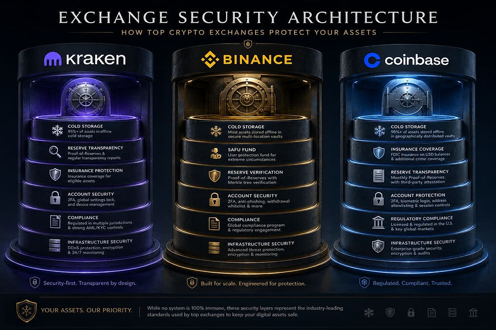 Crypto exchange security comparison showing layered protection systems