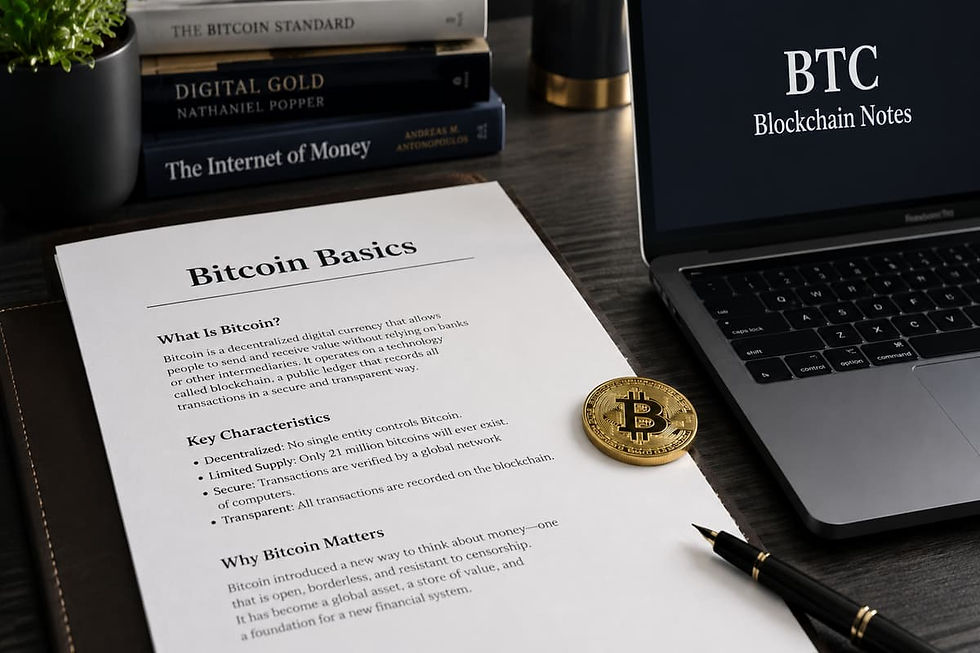 Bitcoin basics learning setup with BTC notes for beginner crypto users