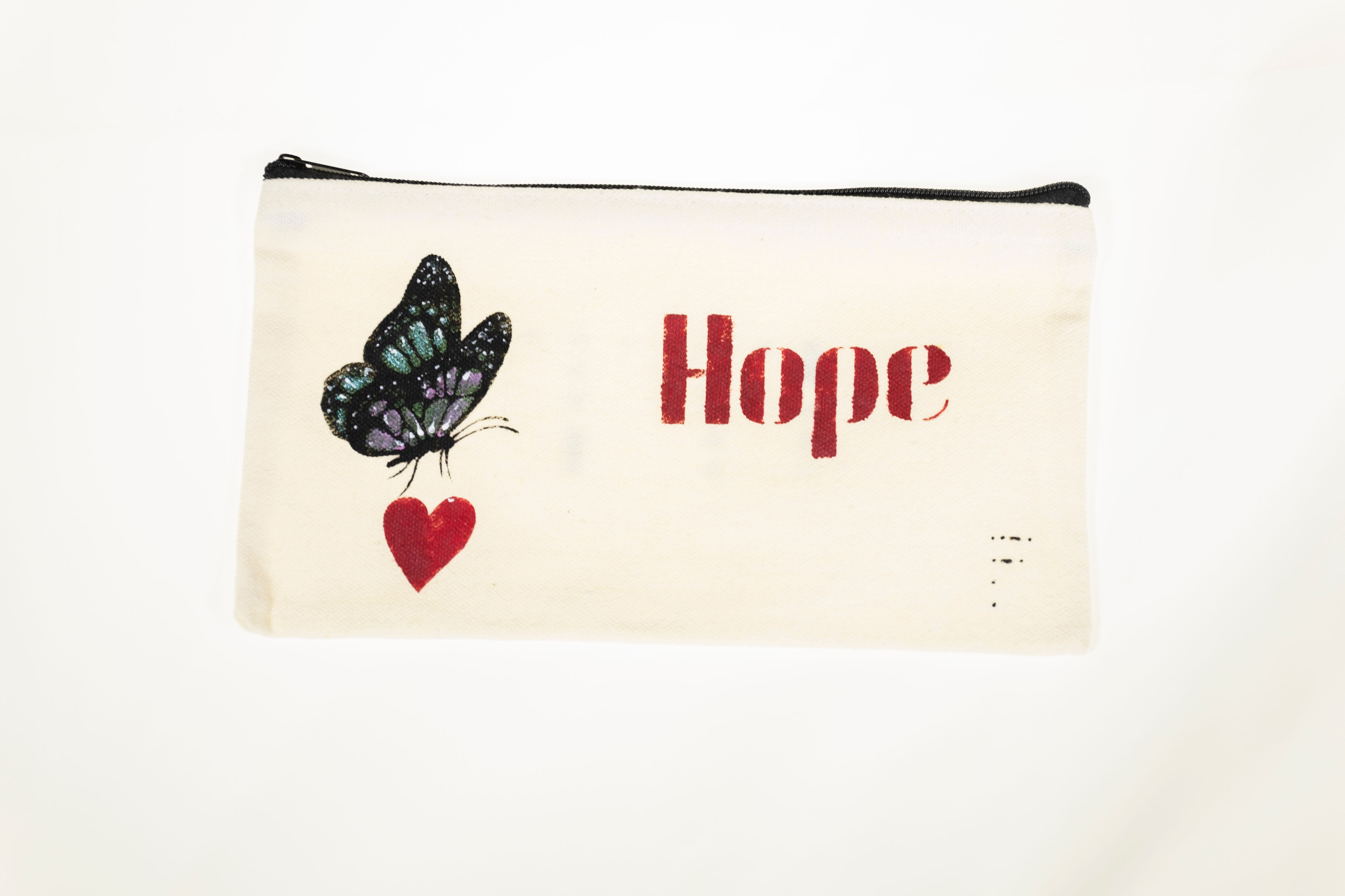 Teal & Purple Butterfly on Heart; "HOPE", "Believe" Message