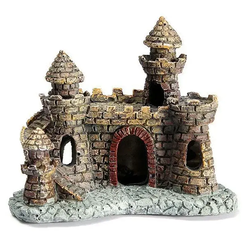 1Pcs Aquarium Resin Castle Fish Tank Decorations Castle Tower Ornaments