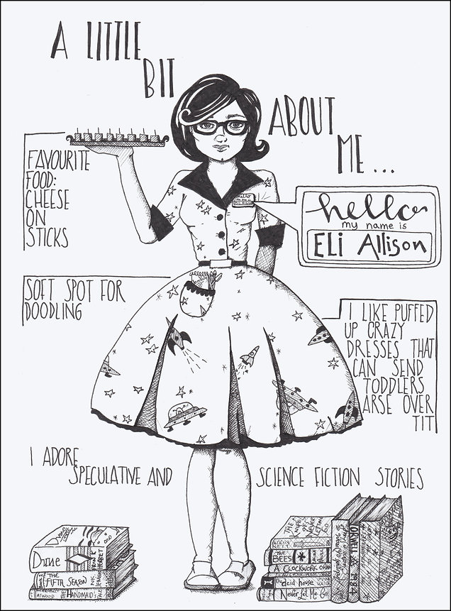 A ink drawing of a 1950's dress