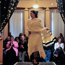 A nod to Hudson Bay's point blanket in a light, gauzy material.