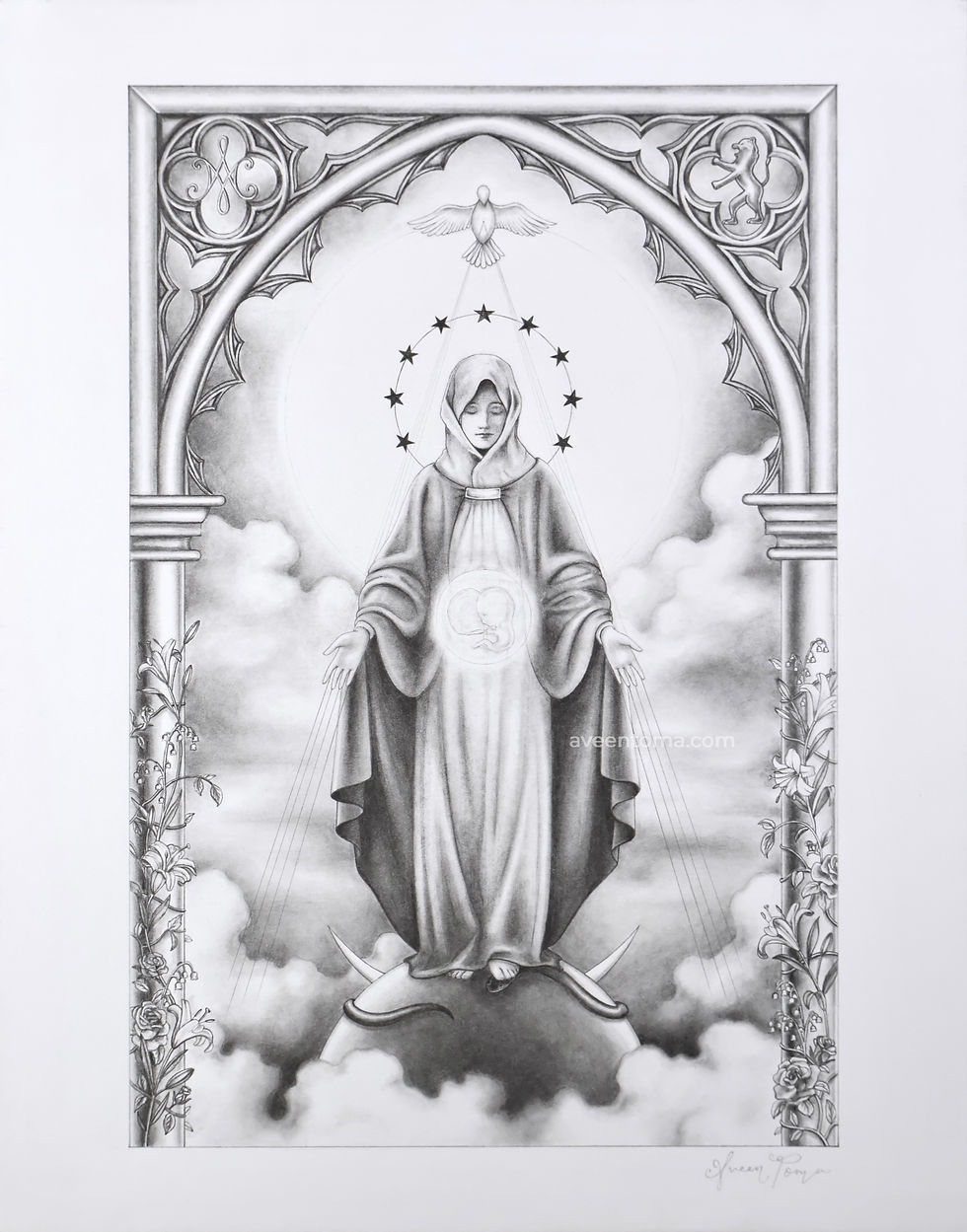 Tota Pulchra Es · graphite on bristol paper · 14 x 11 in · 2025 · prints available here
