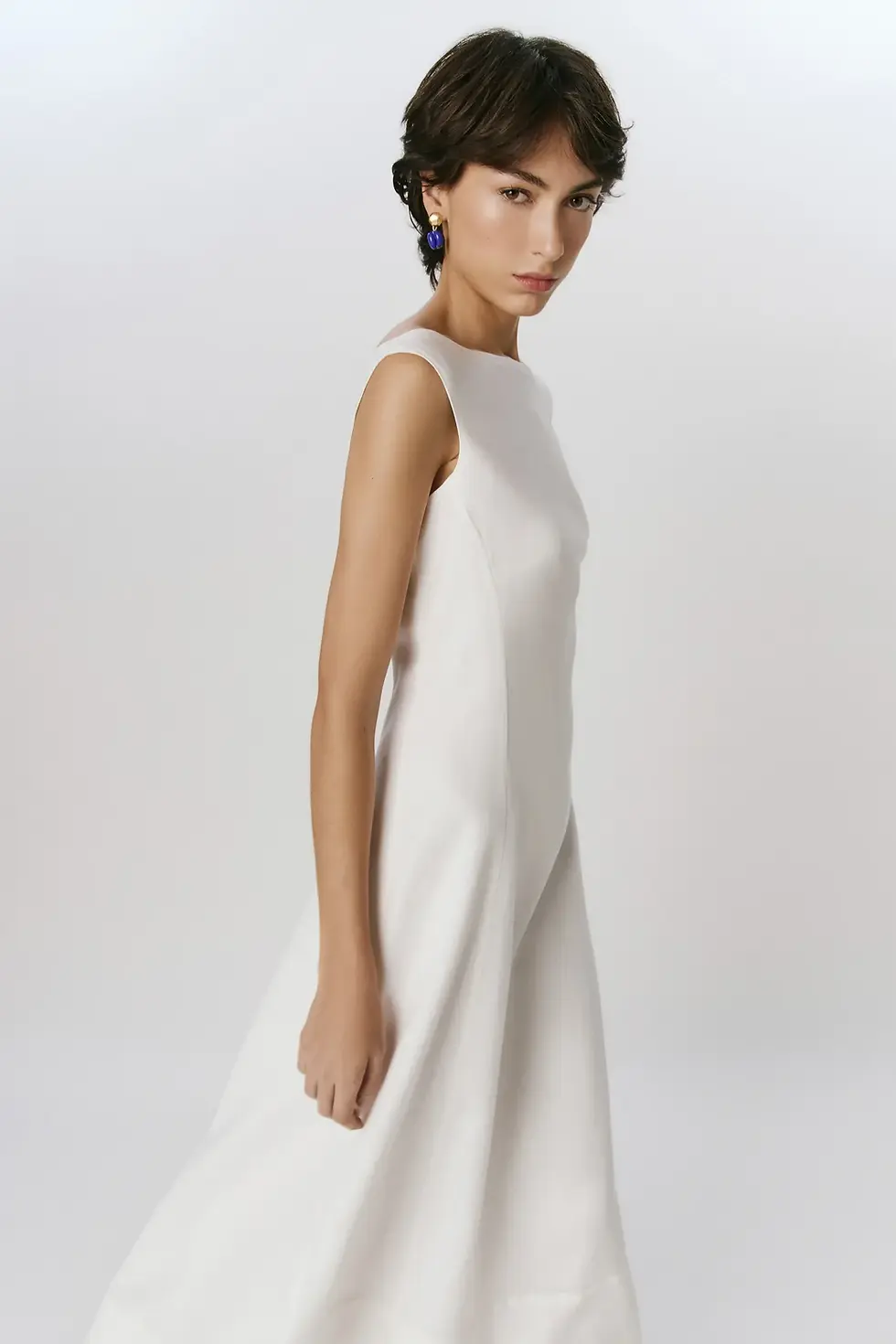 Miniatura: Vestido Linho Decote Canoa Fianco Branco Andrea Marques