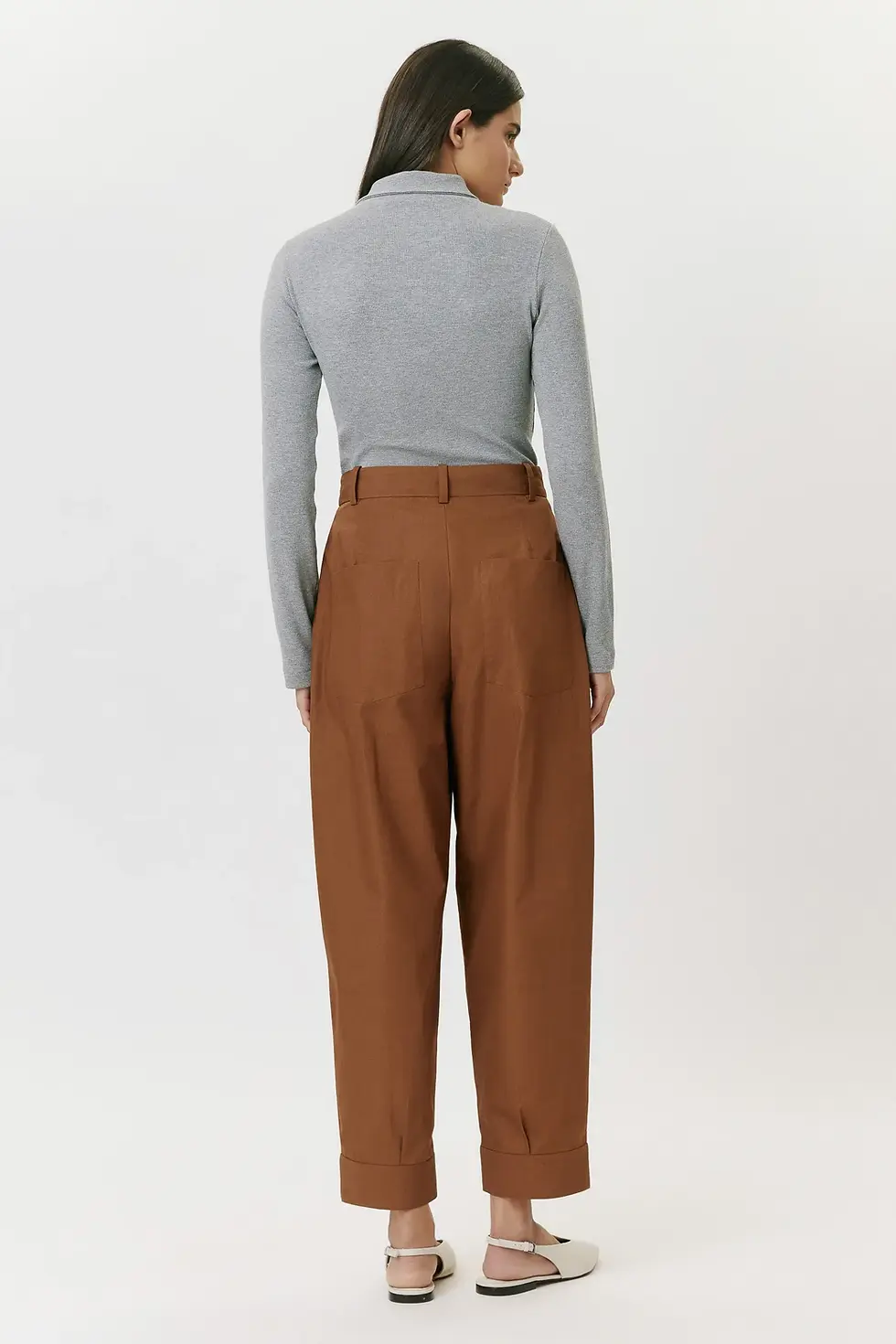 Miniatura: Calça Cenoura Mini Pregas Caramelo Andrea Marques