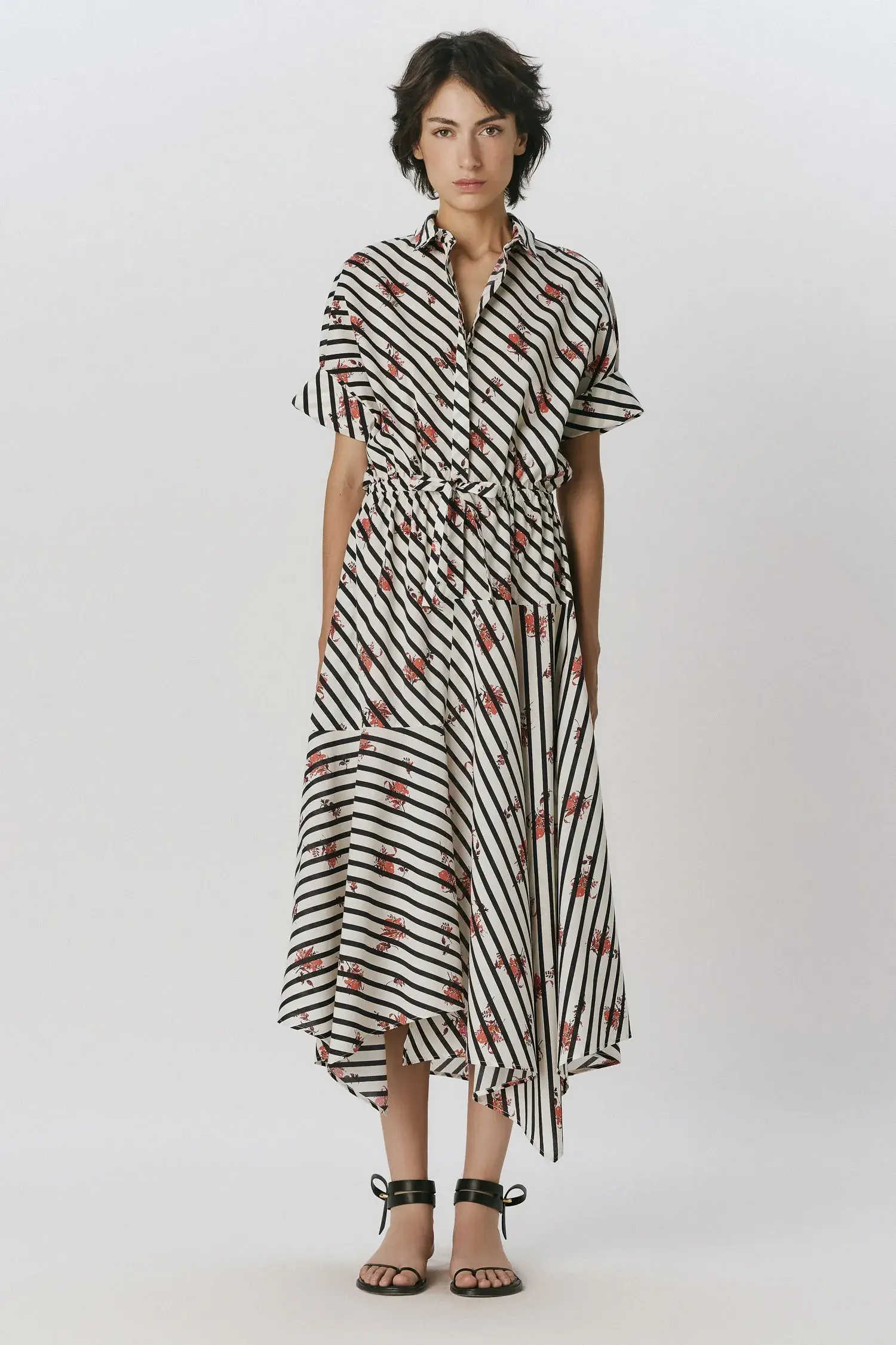 Vestido Chemise Recortes Ponta Tulipa Diagonal Andrea Marques