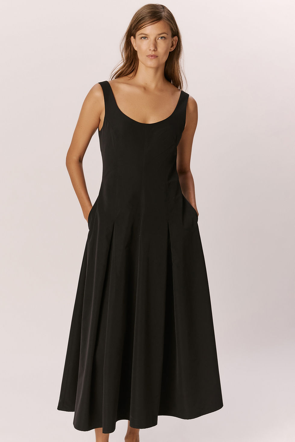 Miniatura: Vestido Nylon Decote U Pregas Preto Andrea Marques