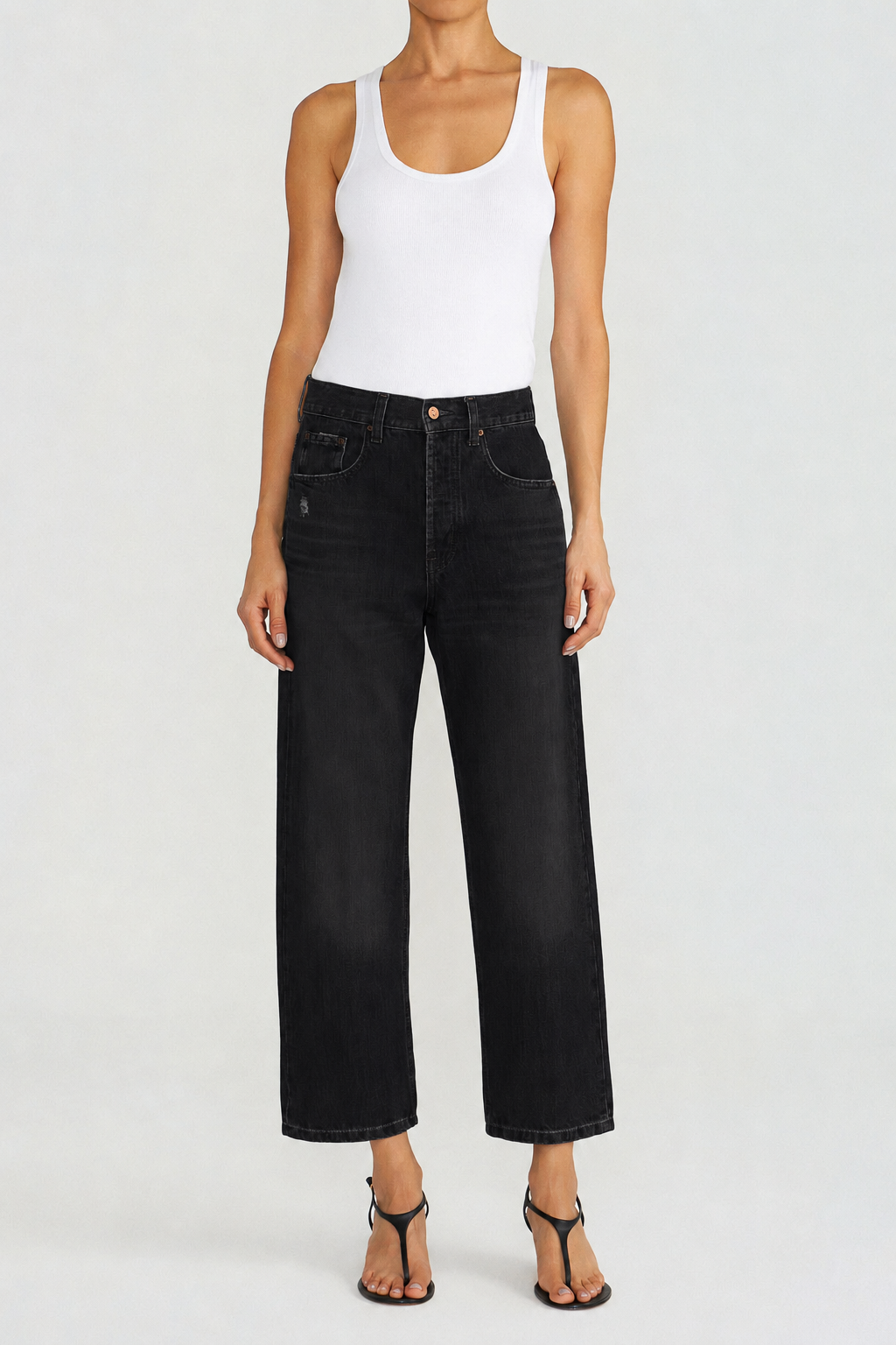 Calça Wide Leg Cropped Black Jeans L*Dnim