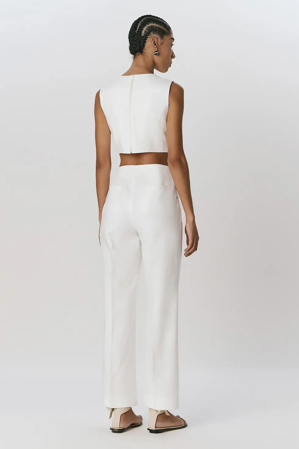 Miniatura: Macacão Fenda Cintura Pregas Branco Andrea Marques