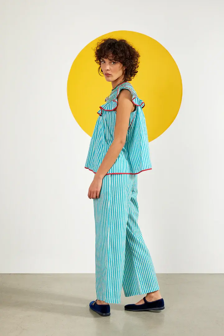 Miniatura: Chesnut Pants Blue Stripes Maria de la Orden