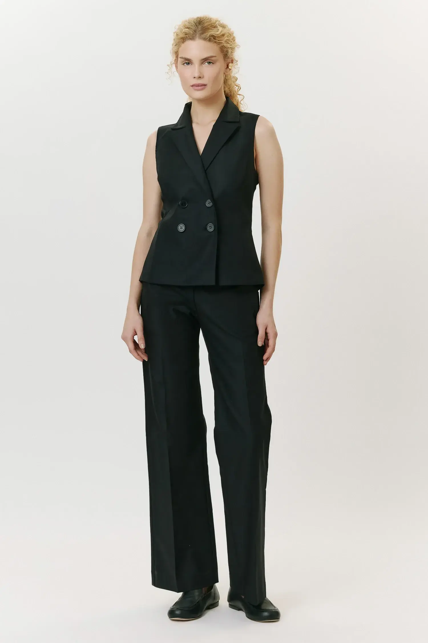 Top Abotoamento Duplo Preto Andrea Marques