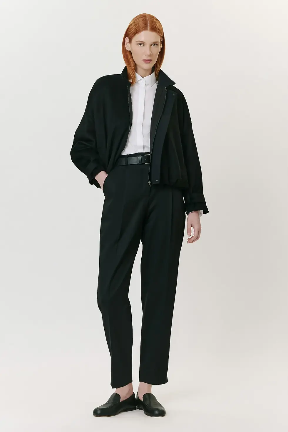 Miniatura: Casaco Lã Pregas Gola Alta Preto Andrea Marques