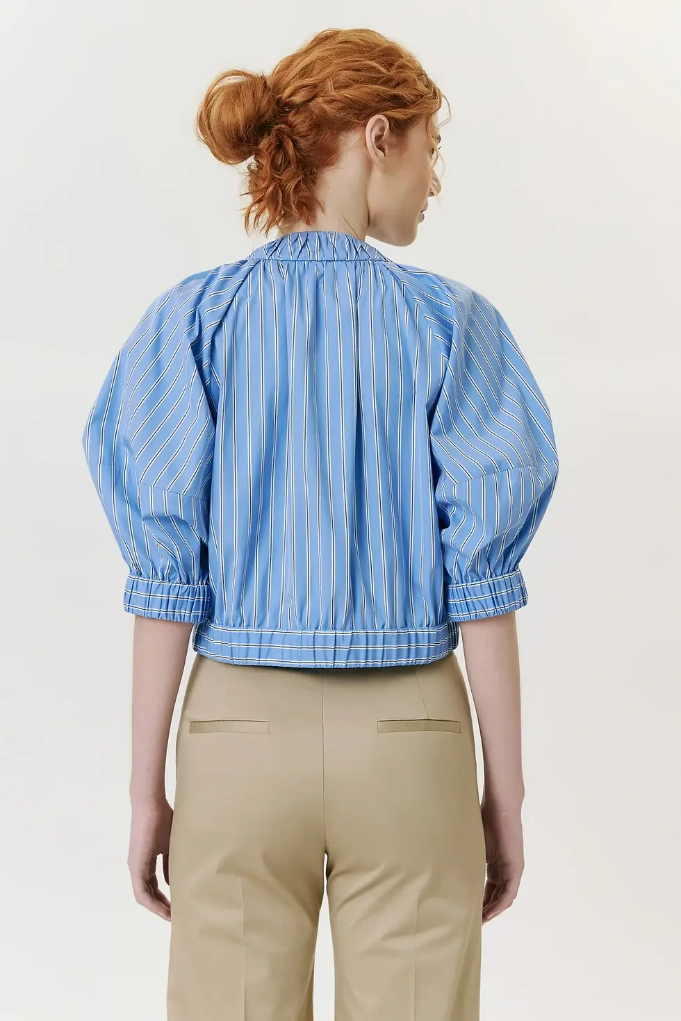 Miniatura: Blusa Curta Bomber Zíper Listra Azul Andrea Marques