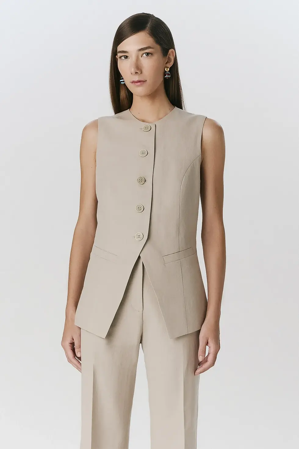 Blusa Acinturada Botões Taupe Andrea Marques