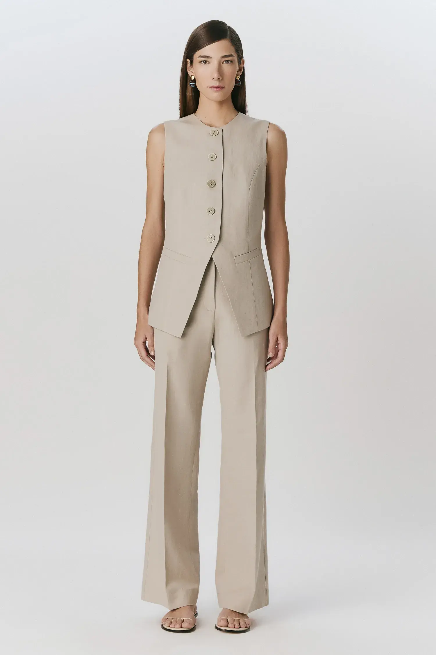 Blusa Acinturada Botões Taupe Andrea Marques