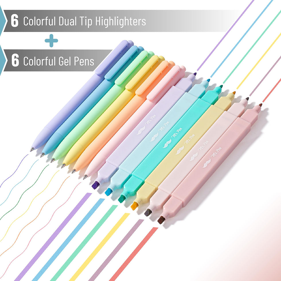 Thumbnail: Mr. Pen Dual Tip Aesthetic Highlighters and Gel Pens, 12 Pack, Pastel Colors,...