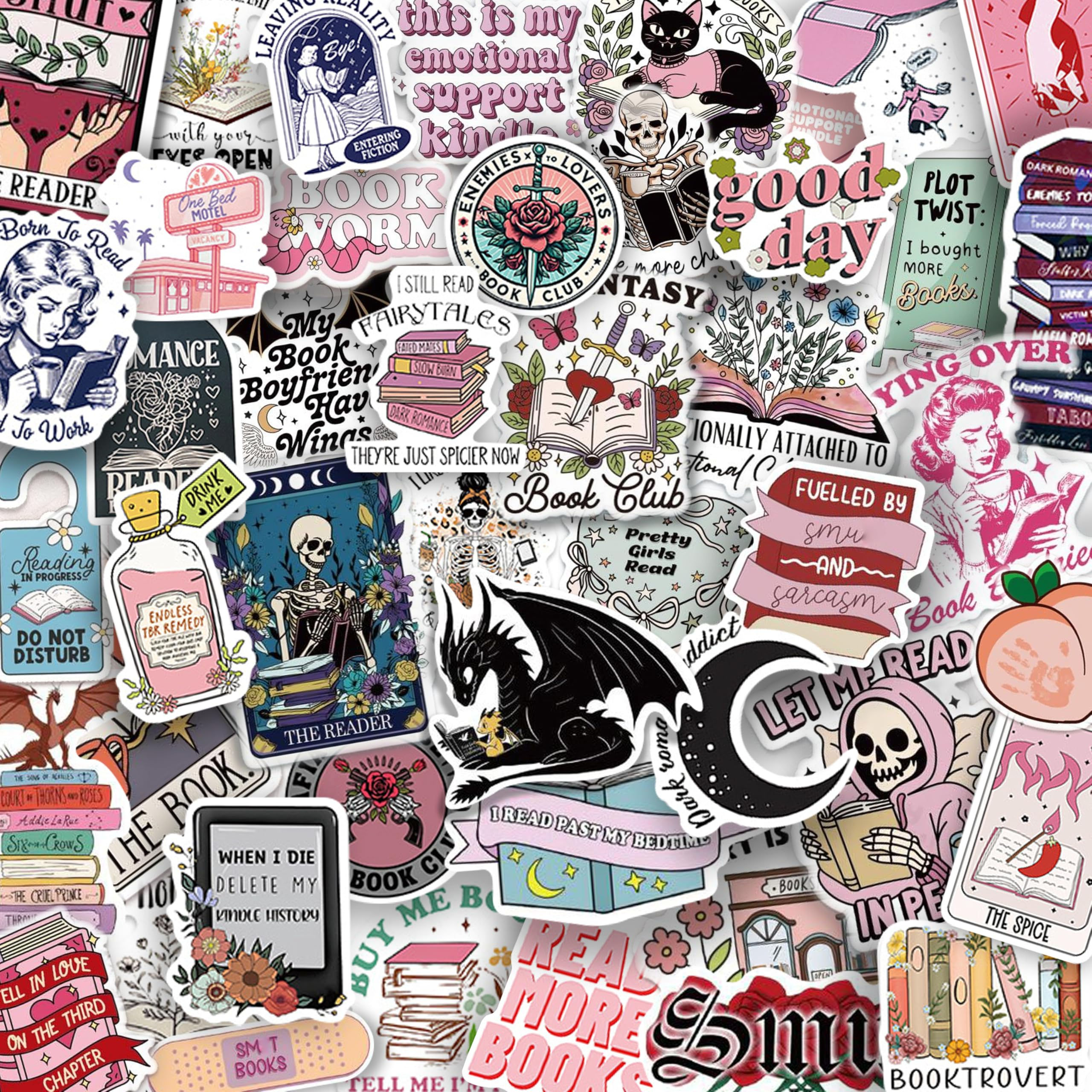 200 PCS Book Stickers for Kindle, Bookish Holographic Reading Booktok Sticker...