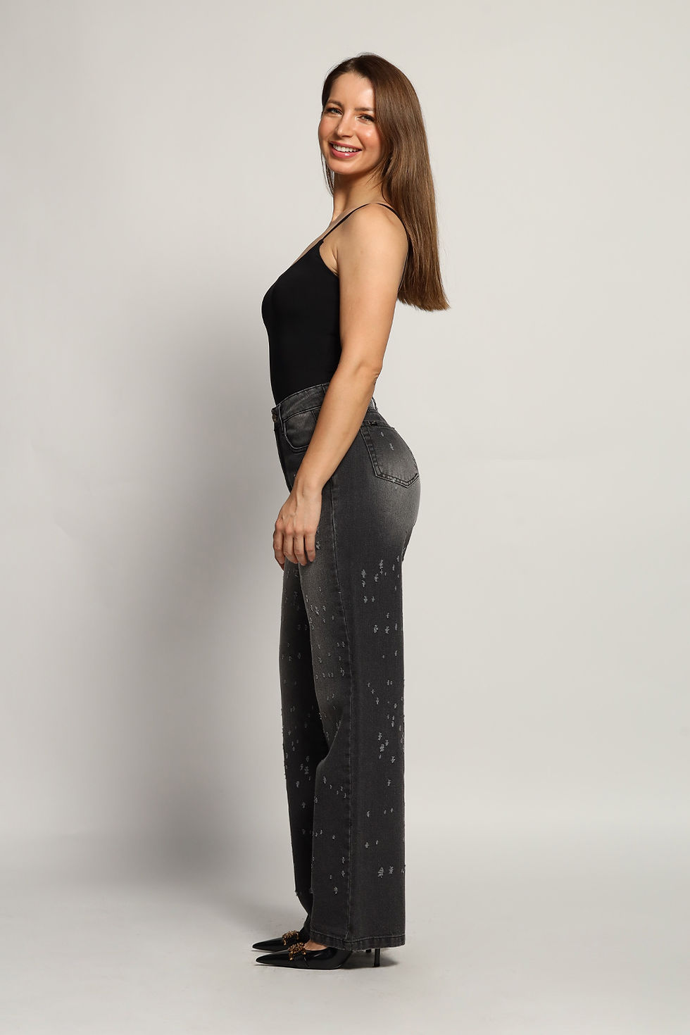 Miniatura: Jeans Palazzo Gris 