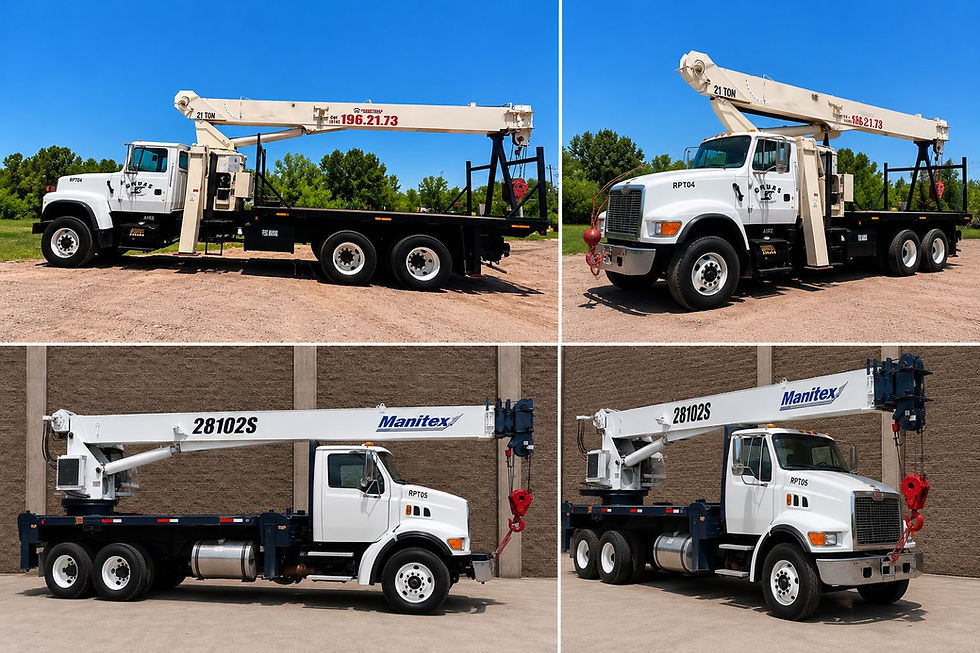 Varios camiones de servicios de transporte y gruas blancas