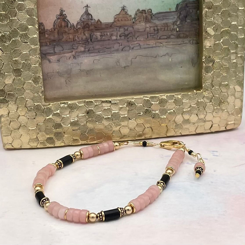 Thumbnail: Pink Opal & Black Onyx Silhouette Bracelet