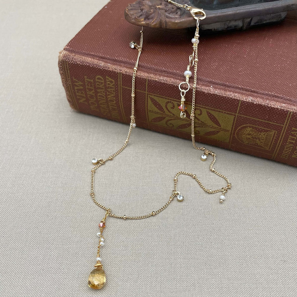 Citrine & Pearl Sundrop Necklace