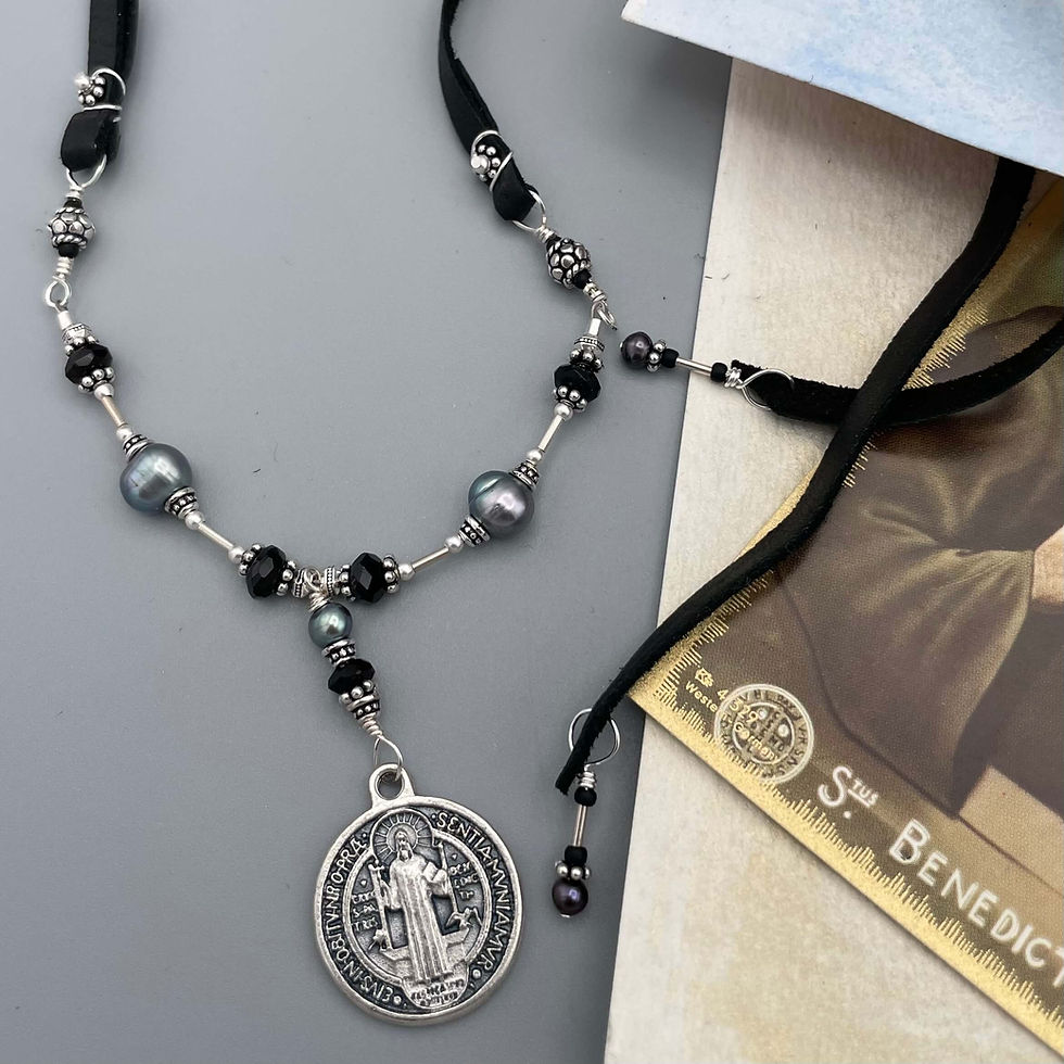 Thumbnail: Pearl & Onyx St. Benedictus Necklace