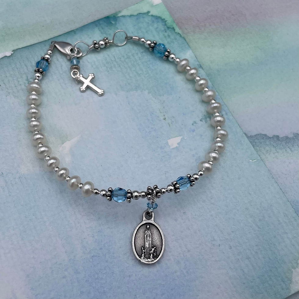 Pearl Fatima Rosary Bracelet