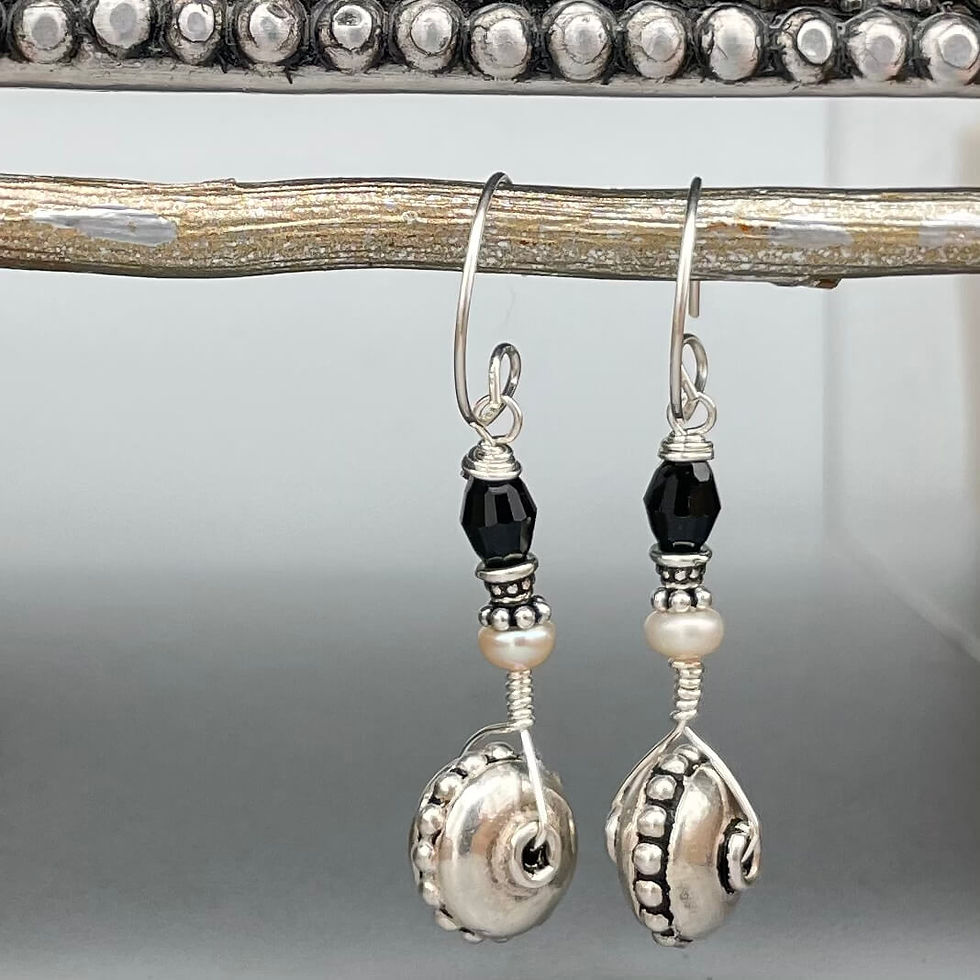 Thumbnail: Pearl & Jet Crystal Nocturne Earrings
