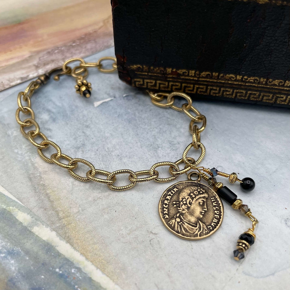 Black Onyx Vintage Coin Bracelet
