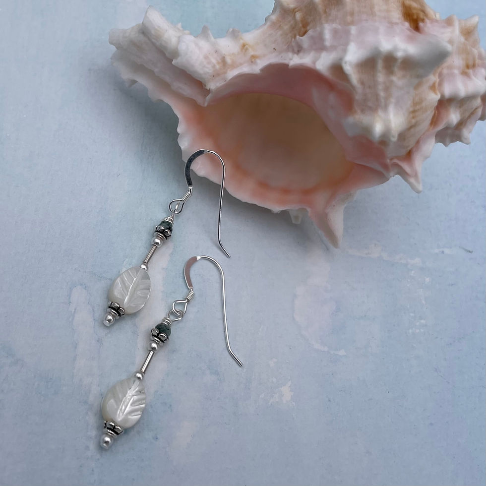 Thumbnail: Mother of Pearl & Sapphire Along the Shore Earrings