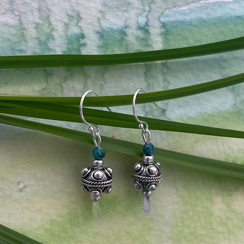 turquoise alpine sterling silver earrings for A Wear of Prayer handmade in the USE compres