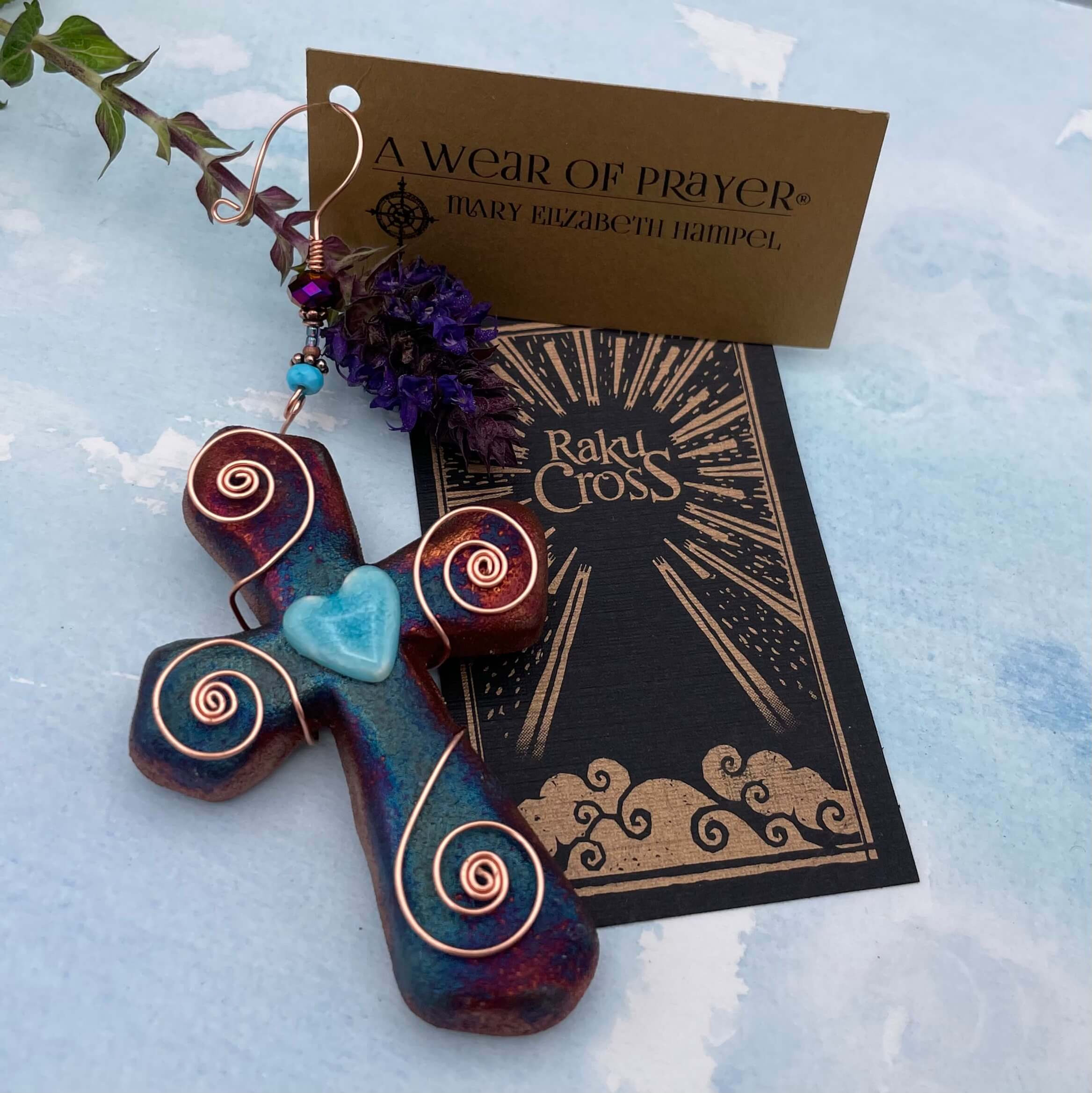 Turquoise Infinite Love Raku Cross