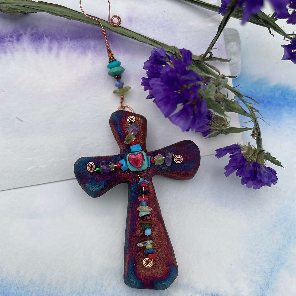 Turquoise Solace Raku Cross