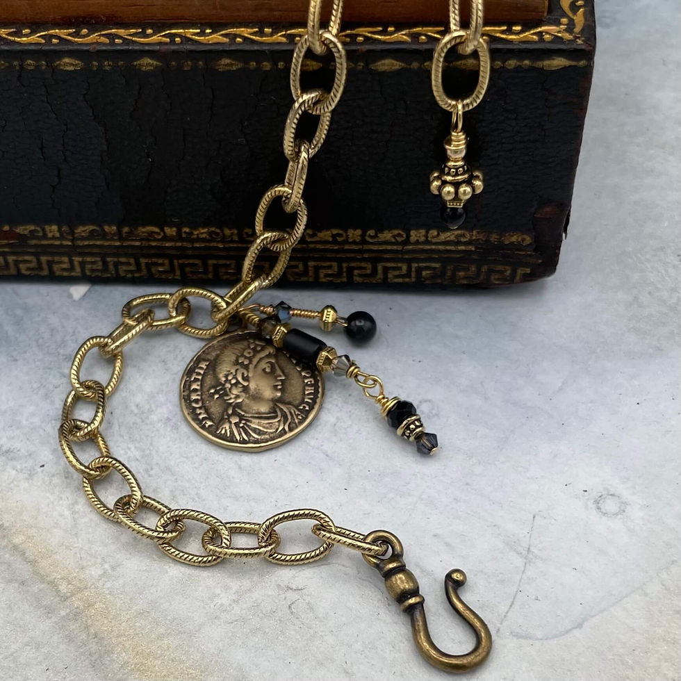 Thumbnail: Black Onyx Vintage Coin Bracelet